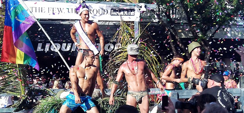 Gay muscle dancers at Key West Pride